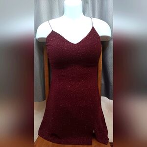 Maroon glitter mini dress